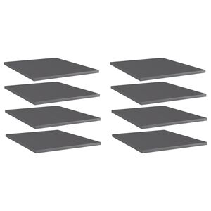vidaXL B&uuml;cherregal-Bretter 8 Stk. Hochglanz-Grau 40x50x1,5 cm