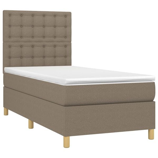 vidaXL Boxspringbett mit Matratze & LED Taupe 80x200 cm Stoff