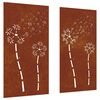 vidaXL 2-tlg. Garten-Wanddeko 105x55 cm Cortenstahl Blumen-Design