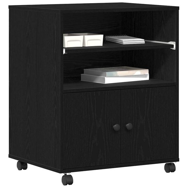 vidaXL Druckerständer Schwarz Eichen-Optik 60 x 48 x 74 cm