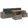 vidaXL 6-tlg. Garten-Sofagarnitur mit Kissen Grau Poly Rattan