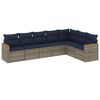 vidaXL 7-teiliges Gartensofa-Set mit Kissen, grau, Polyrattan