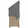 vidaXL Sonnenliege mit Dach und Kissen Beige Poly Rattan