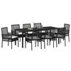 vidaXL Garten Essgruppe mit Kissen 9 pcs Schwarz Poly-Rattan