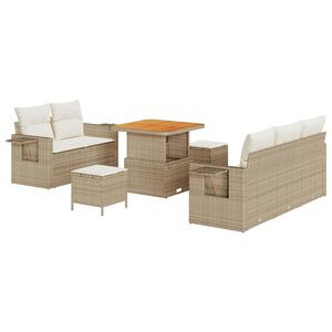 vidaXL Gartensofa-set mit Kissen 10 pcs Beige und Creme Poly-Rattan
