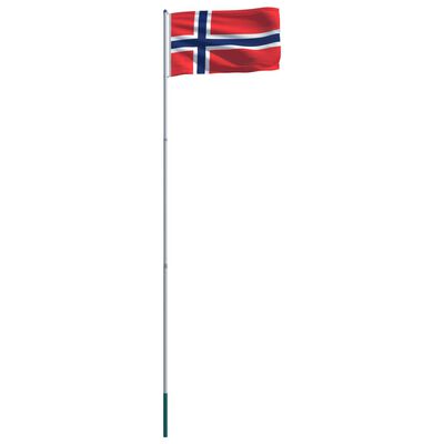 vidaXL Flagge Norwegens und Mast Aluminium 6 m