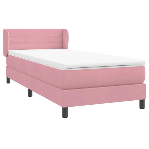 vidaXL Boxspringbett mit Matratze Rosa 90x210 cm Samt