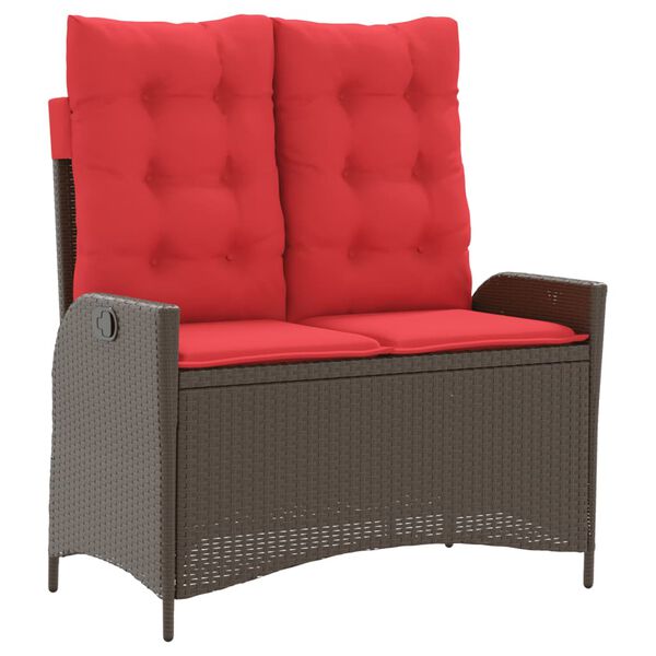 vidaXL Gartenbank Verstellbar mit Kissen Braun Poly Rattan