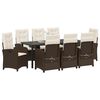 vidaXL Garten Essgruppe mit Kissen 9 pcs Braun Poly-Rattan
