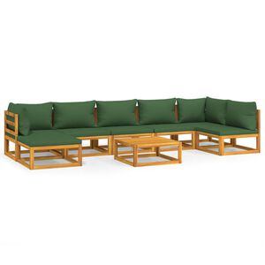 vidaXL 8-tlg. Garten-Lounge-Set mit Gr&uuml;nen Kissen Massivholz