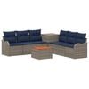 vidaXL Sofa Set 8 stk. Grau und Marineblau Polyrattan und Stahl