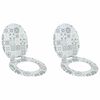 vidaXL Soft-Close Toilettensitz 2 Stk. Blau und Wei&szlig; Porzellan