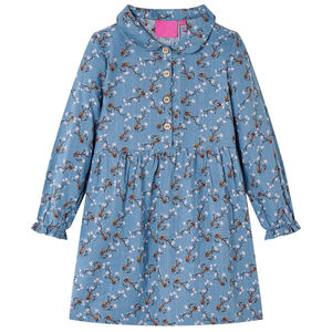 Kinderkleid mit Langen &Auml;rmeln Petrolblau 116