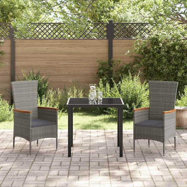 vidaXL Garten Essgruppe 3 pcs Grau Pulverbeschichteter Stahl