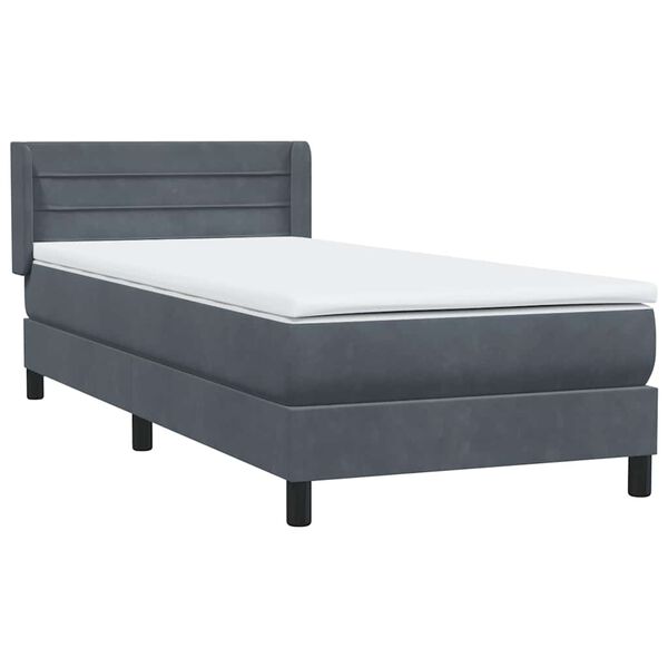 vidaXL Boxspringbett mit Matratze Dunkelgrau 80x210 cm Samt