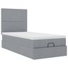 vidaXL Ottoman-Bett mit Matratze & LEDs Hellgrau 90x190 cm Stoff