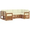 vidaXL Ecksofa Set mit Kissen 6 pcs Natur und Creme Massivholz Akazie