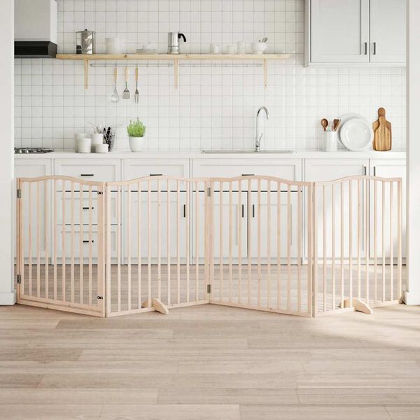 vidaXL 4-tlg. Hundetor mit T&uuml;r Faltbar 320 cm Pappelholz