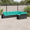 vidaXL 9-teiliges Gartensofa-Set mit Kissen, schwarzes Polyrattan