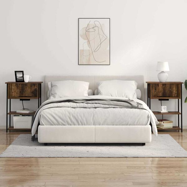 vidaXL Nachttisch Ger&auml;ucherte Eiche 55 x 31 x 76 cm Holzwerkstoff