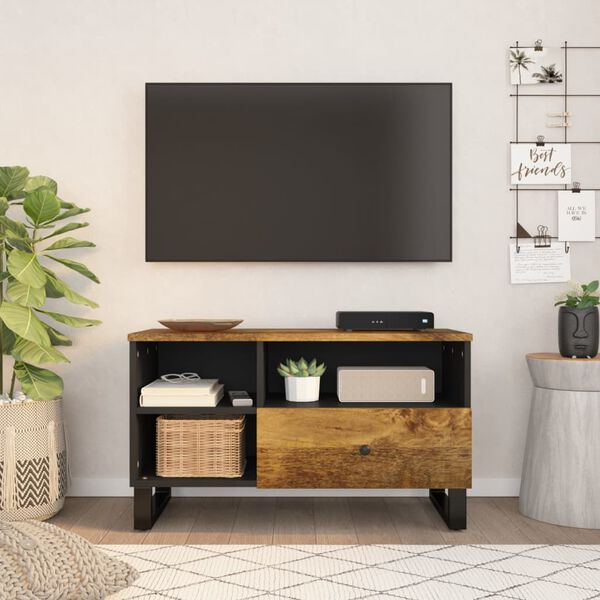 vidaXL TV-Schrank 80x33x46 cm Massivholz Mango & Holzwerkstoff