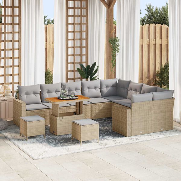 vidaXL Garten-Sofa-Set 12 pcs Beige Poly-Rattan
