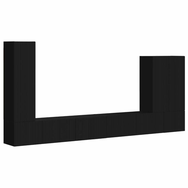 vidaXL TV-Wandregal-Set Wandmontiert 6 pcs Schwarz