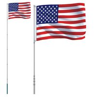 vidaXL Flagge der Vereinigten Staaten mit Mast 5,55 m Aluminium