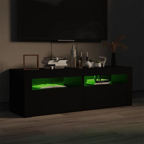 vidaXL TV-Schrank mit LED-Leuchten Schwarz 120x35x40 cm