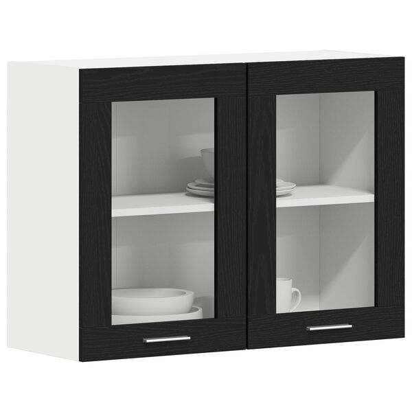 vidaXL H&auml;ngeschrank Lyon Schwarz Eichen-Optik 80 x 31 x 60 cm