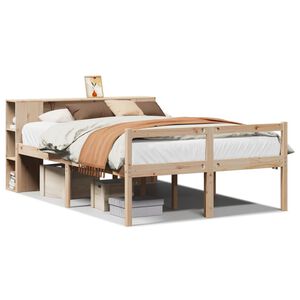 vidaXL Massivholzbett mit Regal ohne Matratze 135x190 cm Kiefernholz