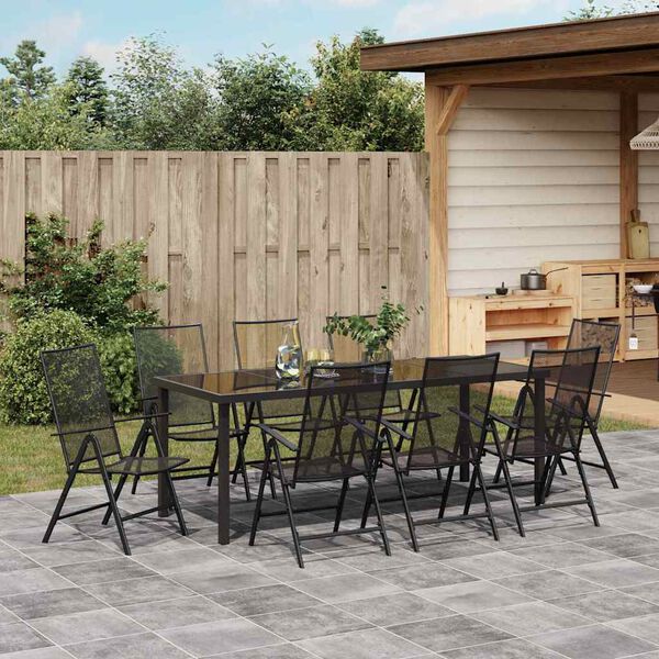 vidaXL Garten Essgruppe 9 pcs Anthrazit Pulverbeschichteter Stahl