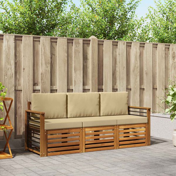 vidaXL Sofagarnituren 3 pcs Natur und Beige Massivholz Akazie