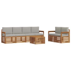 vidaXL Outdoor-Sofagarnitur 7 stk. Natur und Hellgrau