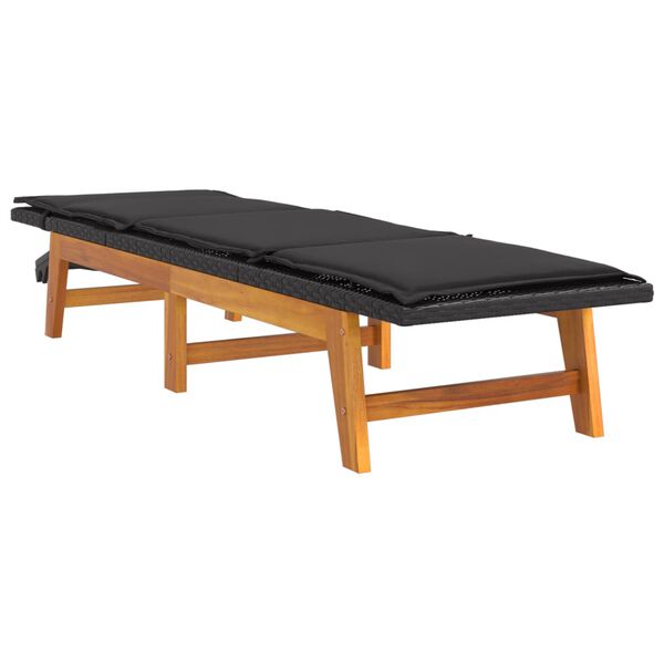 vidaXL Sonnenliegen mit Auflagen 2 Stk. Poly Rattan Massivholz Akazie