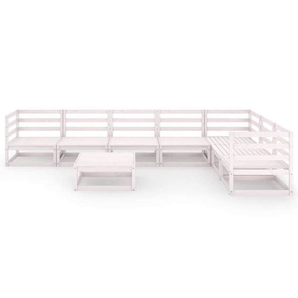 vidaXL 8-tlg. Garten-Lounge-Set Wei&szlig; Kiefer Massivholz