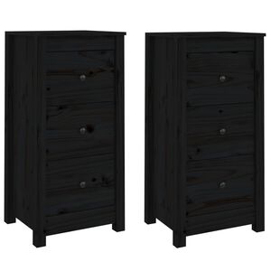 vidaXL Sideboards 2 Stk. Schwarz 40x35x80 cm Massivholz Kiefer