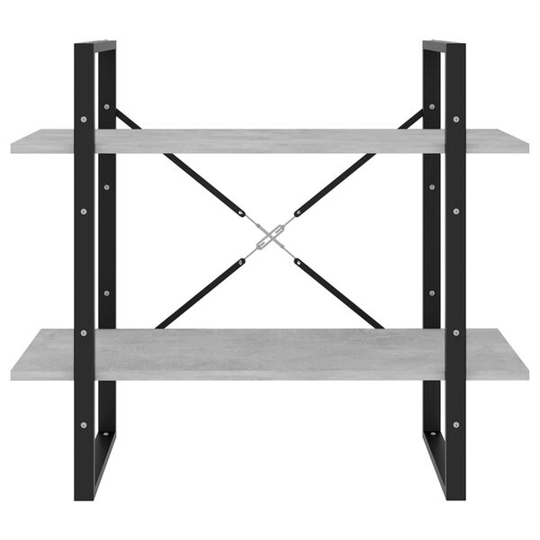 vidaXL Bücherregal 2 Fächer Betongrau 80x30x70 cm Holzwerkstoff