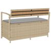 vidaXL Gartenbank mit Stauraum und Kissen Beige Poly Rattan