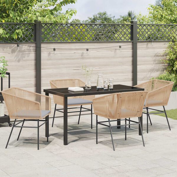 vidaXL Garten Essgruppe 5 pcs Braun Pulverbeschichteter Stahl