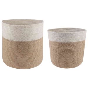 vidaXL Pflanztopfsatz 2 pcs Nat&uuml;rlich und Wei&szlig; &Oslash; 28 x 28 cm