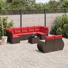 vidaXL 10-teiliges Gartensofa-Set mit Kissen, braun, Polyrattan