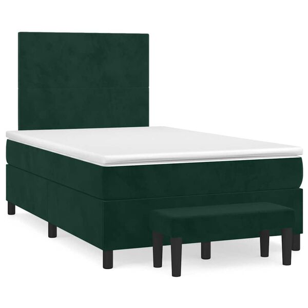 vidaXL Boxspringbett mit Matratze Dunkelgr&uuml;n 120x190 cm Samt