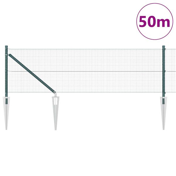 vidaXL Zaunpfosten Gr&uuml;n 50 x 0,6 m (19 x 19 mm Mesh) Stahl und PVC
