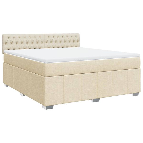 vidaXL Boxspringbett mit Matratze Creme 180x200 cm Stoff