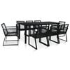 vidaXL 9-tlg. Garten-Essgruppe PVC Rattan Schwarz