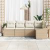 vidaXL Sofa Set mit Kissen 5 pcs Beige und Creme Poly-Rattan