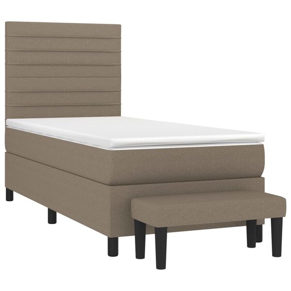vidaXL Boxspringbett mit Matratze Taupe 100x200 cm Stoff