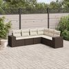 vidaXL 6-tlg. Garten-Sofagarnitur mit Kissen Braun Poly Rattan