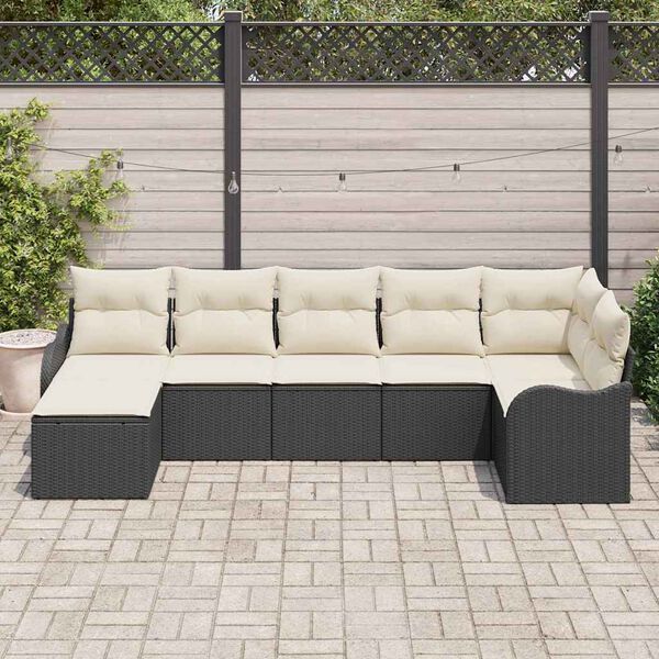 vidaXL Gartensofa-set Schwarz Poly-Rattan